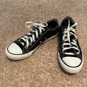 Converse low tops with plaid interior